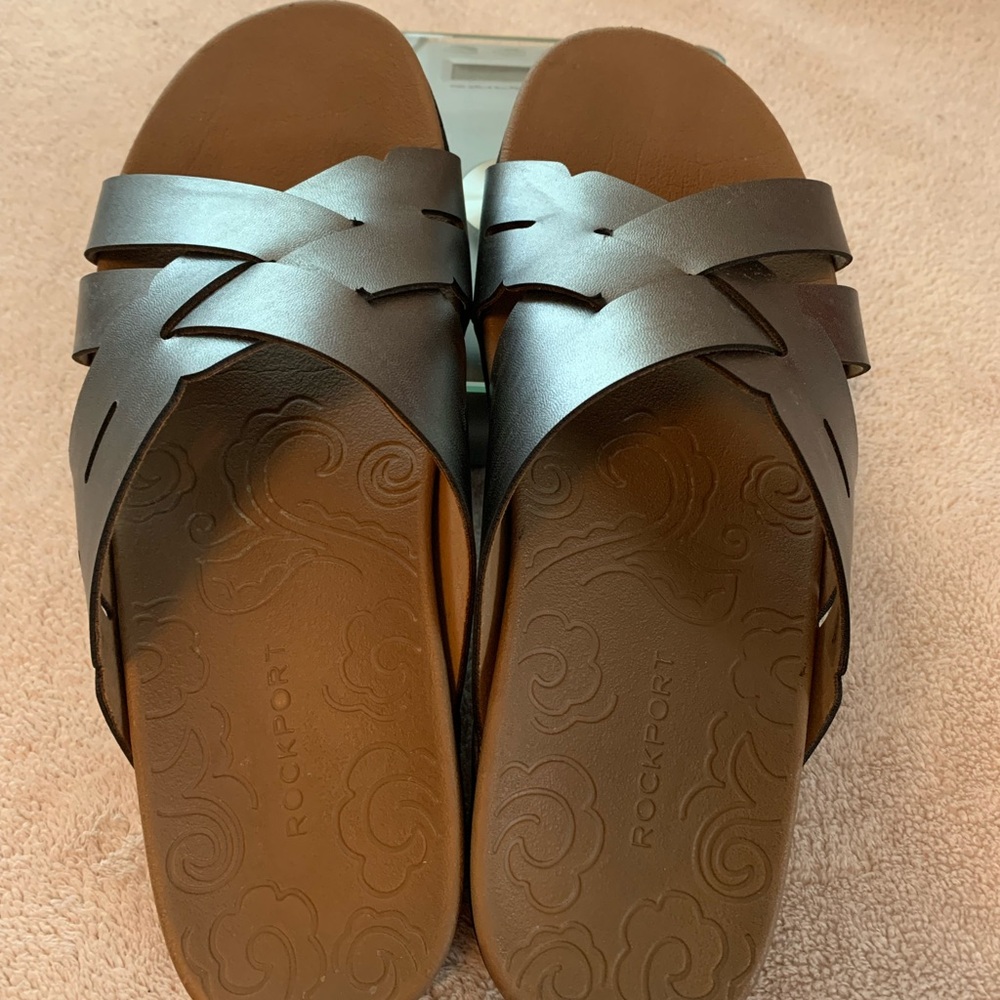 Rockport Ridge slide pewter sandals women’s 8 wide
